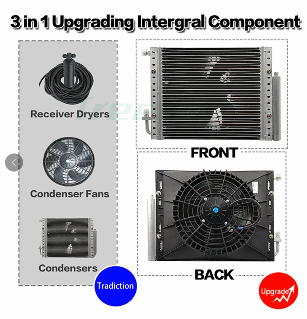 Treeligo 2026 Parking Air Conditioning Electric Car Air Conditioner 12V Fan For Automotive Truck Camper Van Bus Boat Excavator