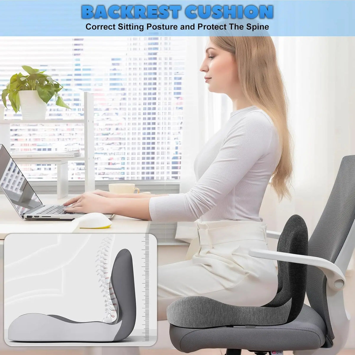 Memory Foam Office Chair Seat Cushion With Breathable Backrest Support
