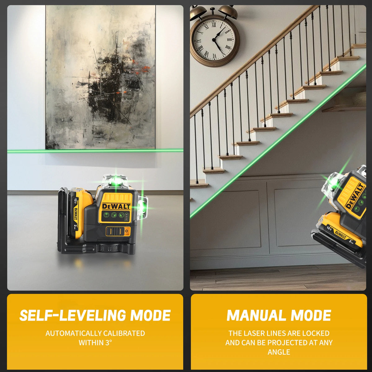 DEWALT 12V Green Laser Level 12-Line 360 Degree Vertical Horizontal