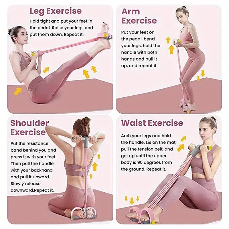 Multi-Function Resistance Band Set With Comfort Grip Handles