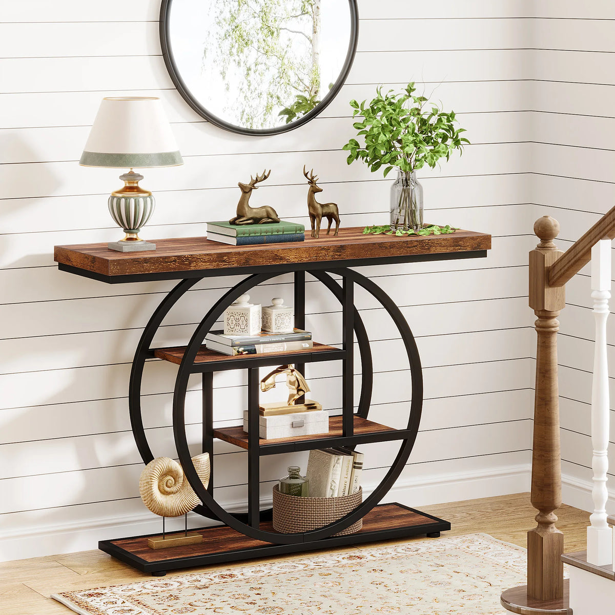 Tribesigns Industrial Four Tier Console Table with Storage for Entryway