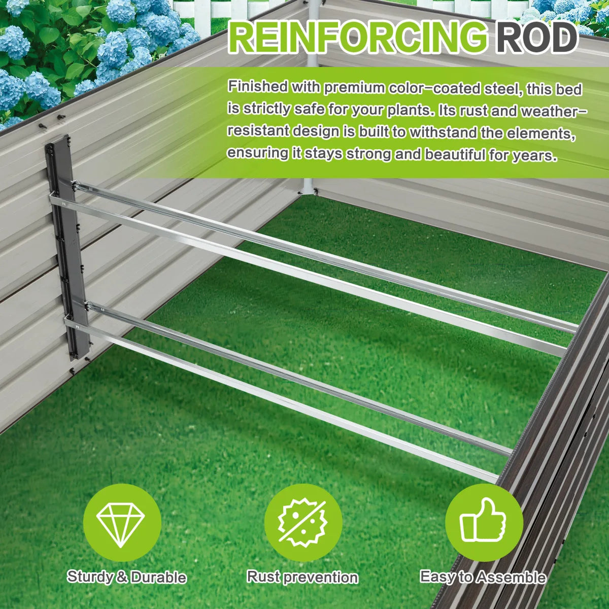 Rustproof Steel Raised Garden Bed Planter With Drainage