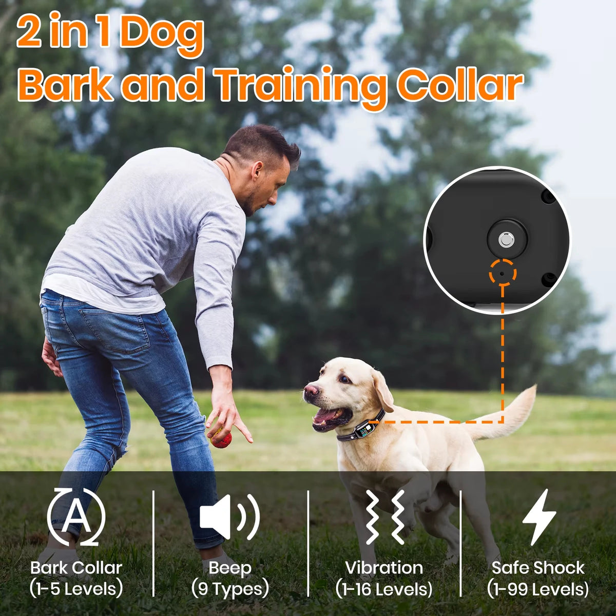 Dog Training Collar Automatic Bark Shock Waterproof Advanced Electric Device