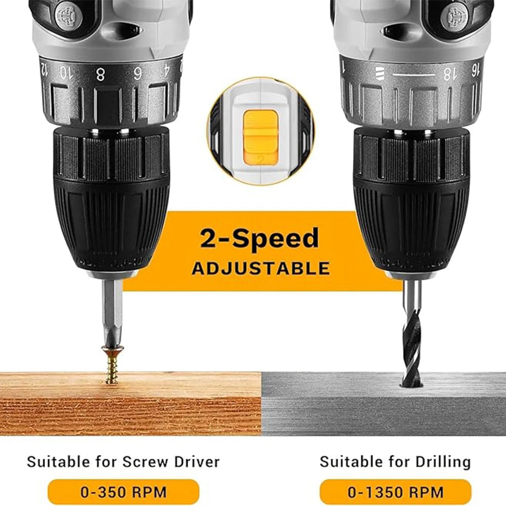 DEKO 20V Women's Cordless Drill with Battery and Charger 20V Drill Driver Kit Suitable for Woodworking Household Tools