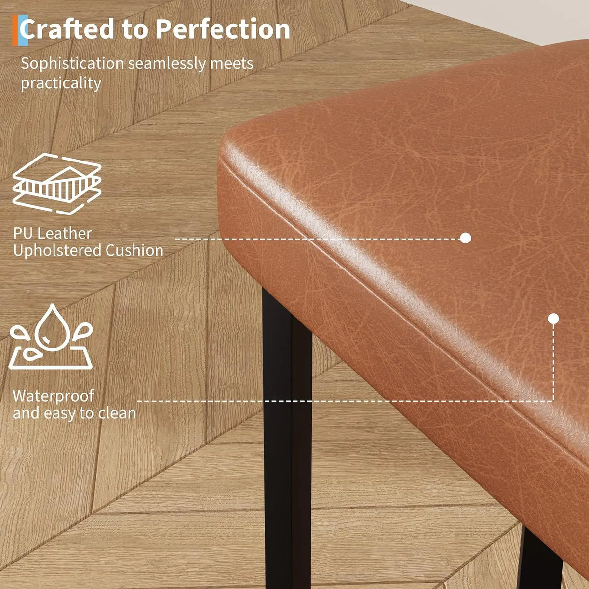 Modern Metal Frame PU Leather Counter Height Bar Stools With Footrest