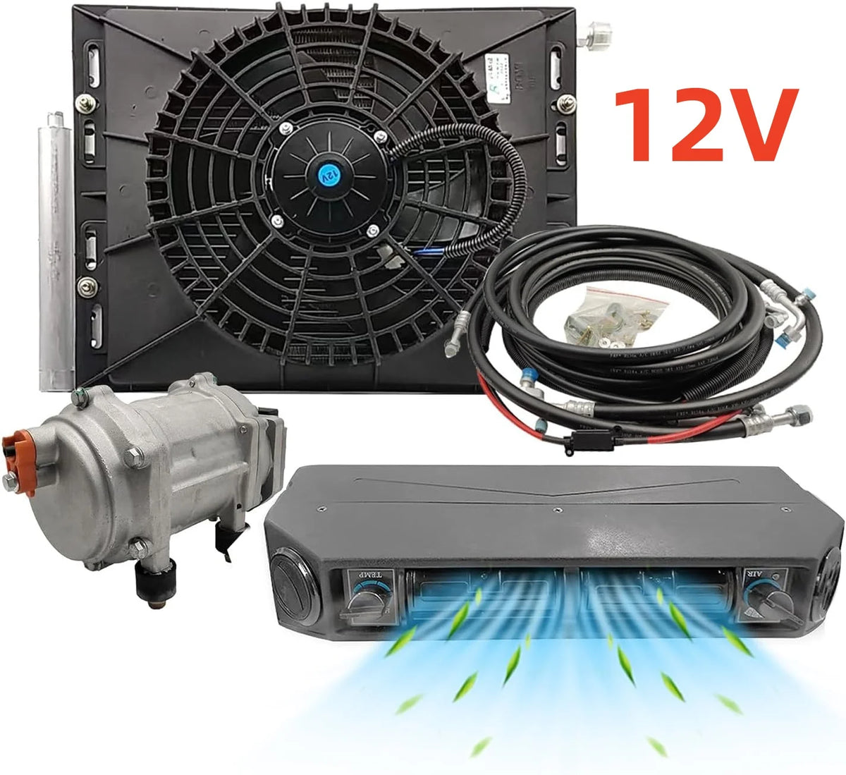 Treeligo 2026 Parking Air Conditioning Electric Car Air Conditioner 12V Fan For Automotive Truck Camper Van Bus Boat Excavator