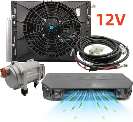 Treeligo 2026 Parking Air Conditioning Electric Car Air Conditioner 12V Fan For Automotive Truck Camper Van Bus Boat Excavator