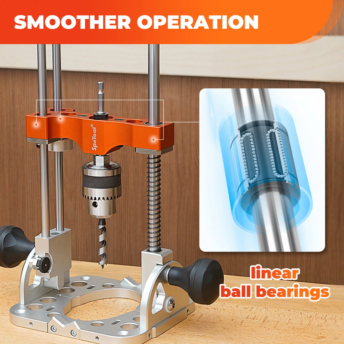 US SpeTool Heavy-Duty Aluminium Base Portable Drill Guide – 0.05mm Precision, Precision and Adjustable 0–60° Multi-Angle Drilling,