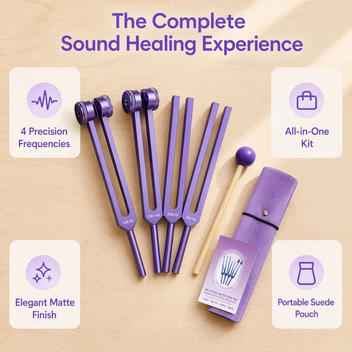 Sound Therapy Tuning Forks Set With Reflex Hammer And Pouch