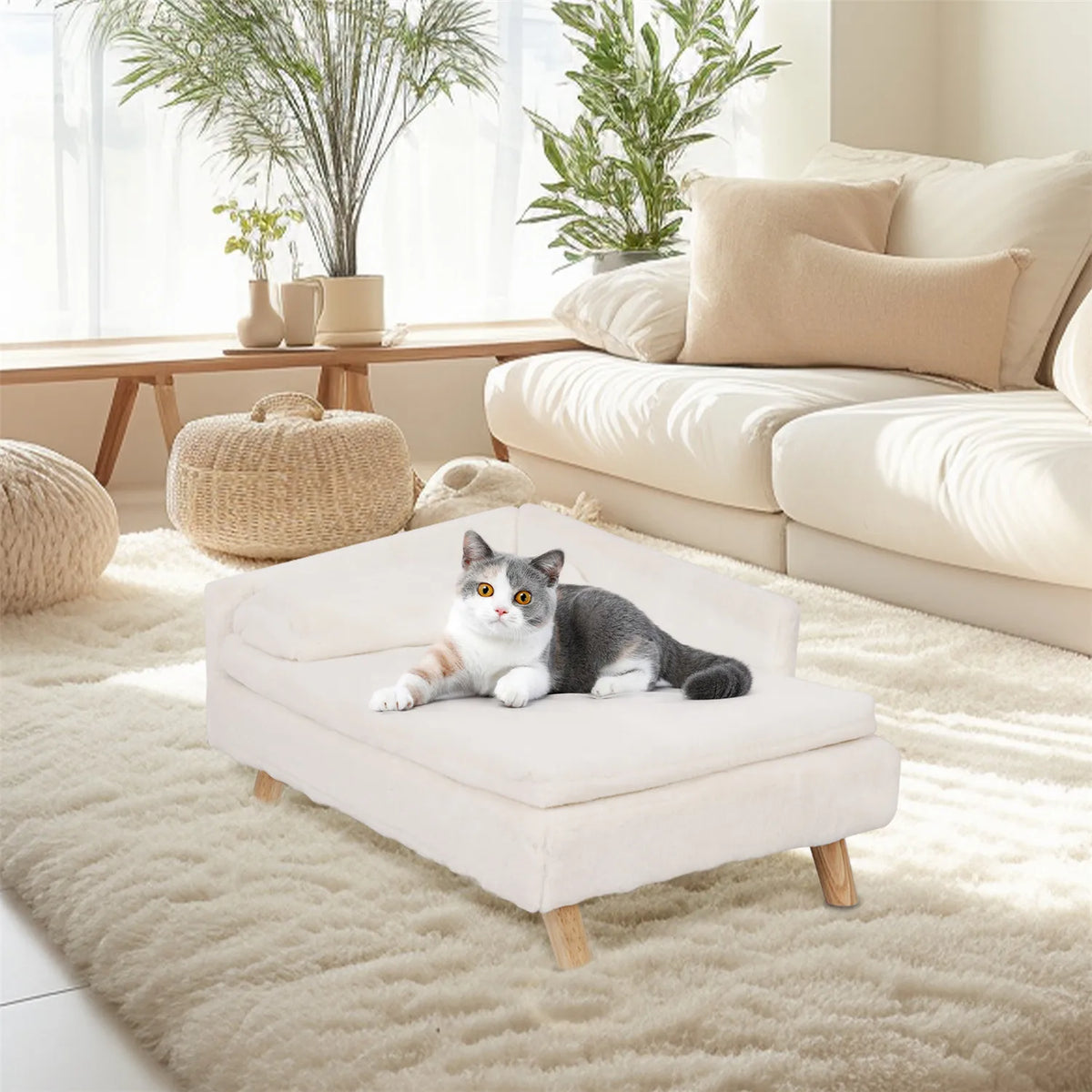 BINGOPAW Elevated Waterproof Plush Pet Sofa Lounger