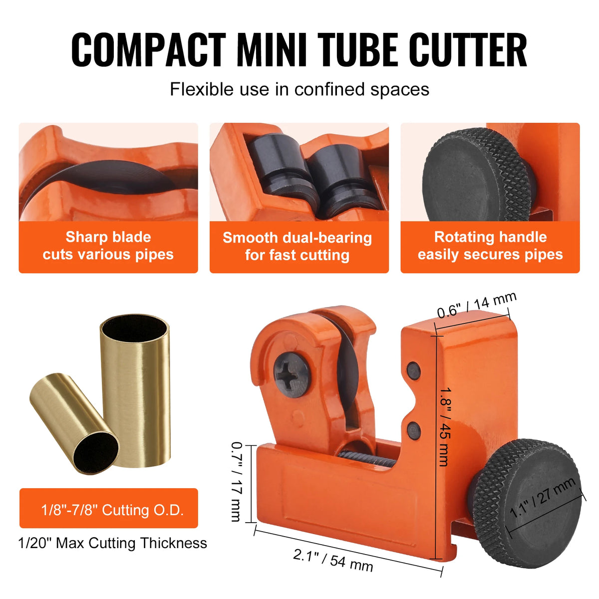 SucceBuy 3PCS Tubing Cutter Mini Tube Cutter Deburring Tool Heavy Duty Cutter for Copper Aluminum Stainless Steel Plastic Pipe