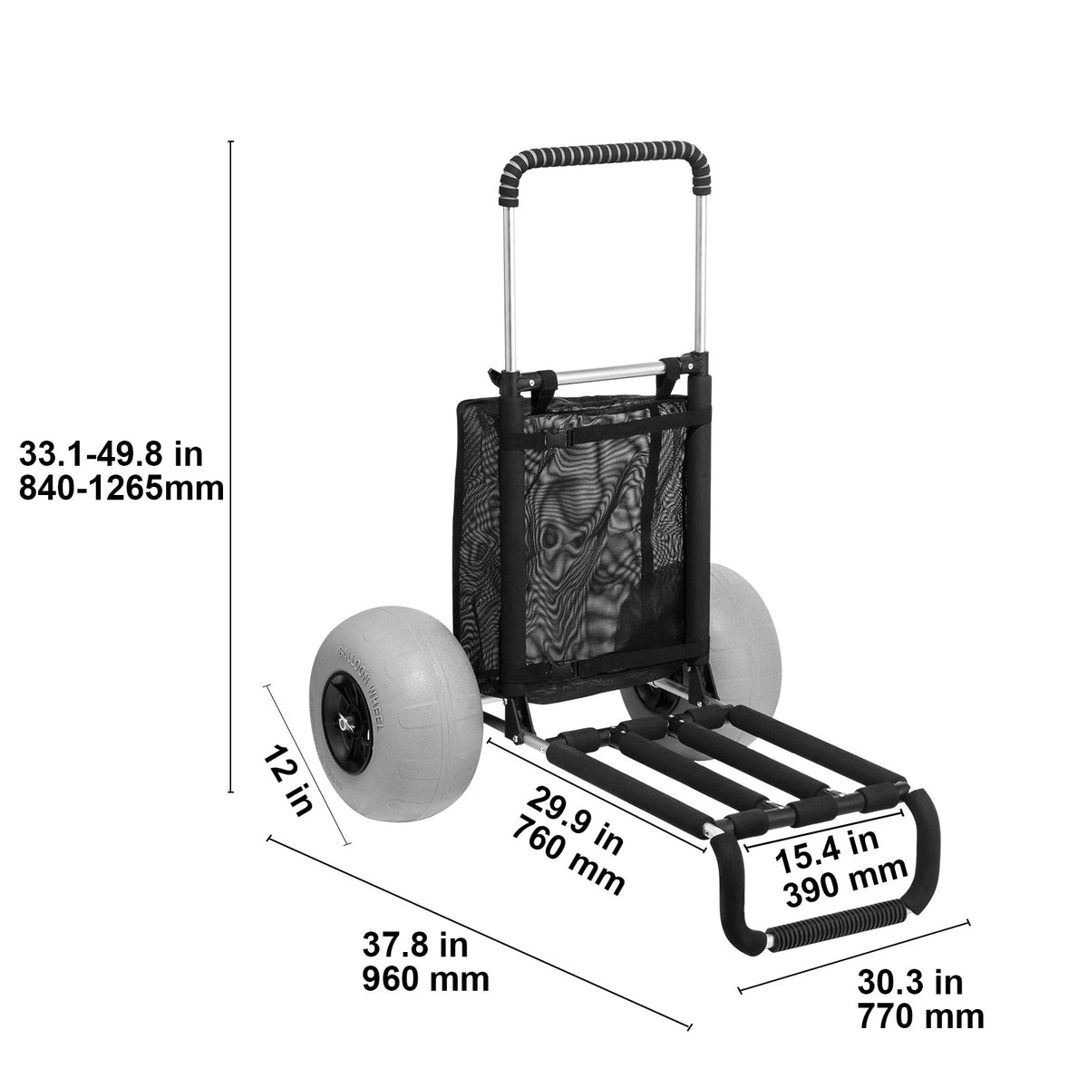 SucceBuy Folding Beach Cart With Big Balloon Wheels