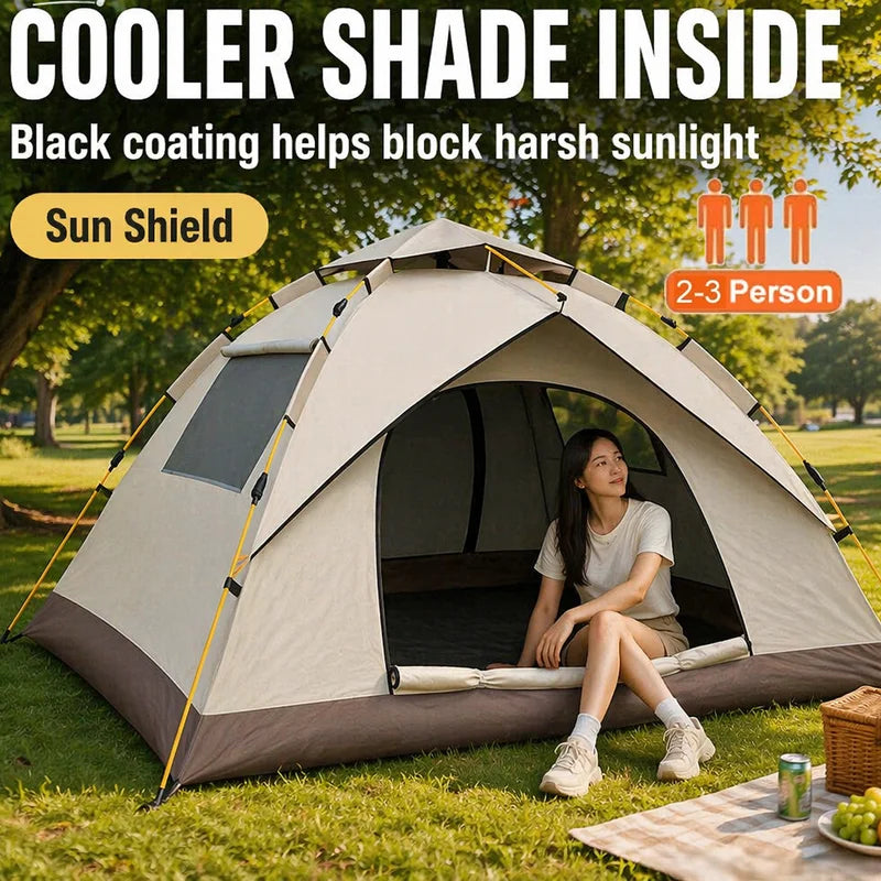 2 To 3 Person Waterproof Instant Pop Up Tent With Mesh Screen And Groundsheet