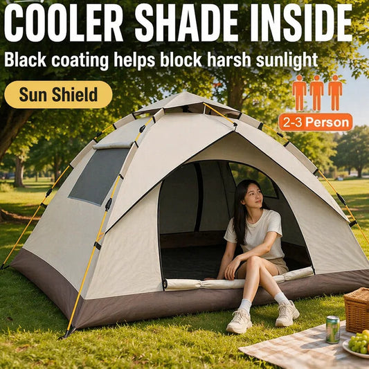 2 To 3 Person Waterproof Instant Pop Up Tent With Mesh Screen And Groundsheet