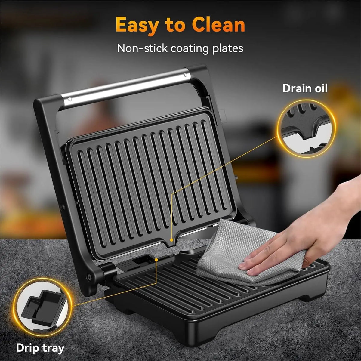Yashe 1200w Panini Grill Press And Sandwich Maker