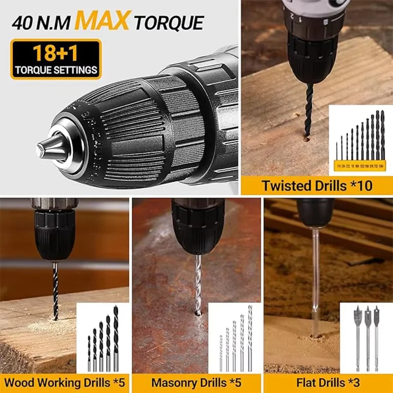 20V DEKO  cordless drill kit with battery,  manual repair, men's drill,basic toolbox, suitable for household tools