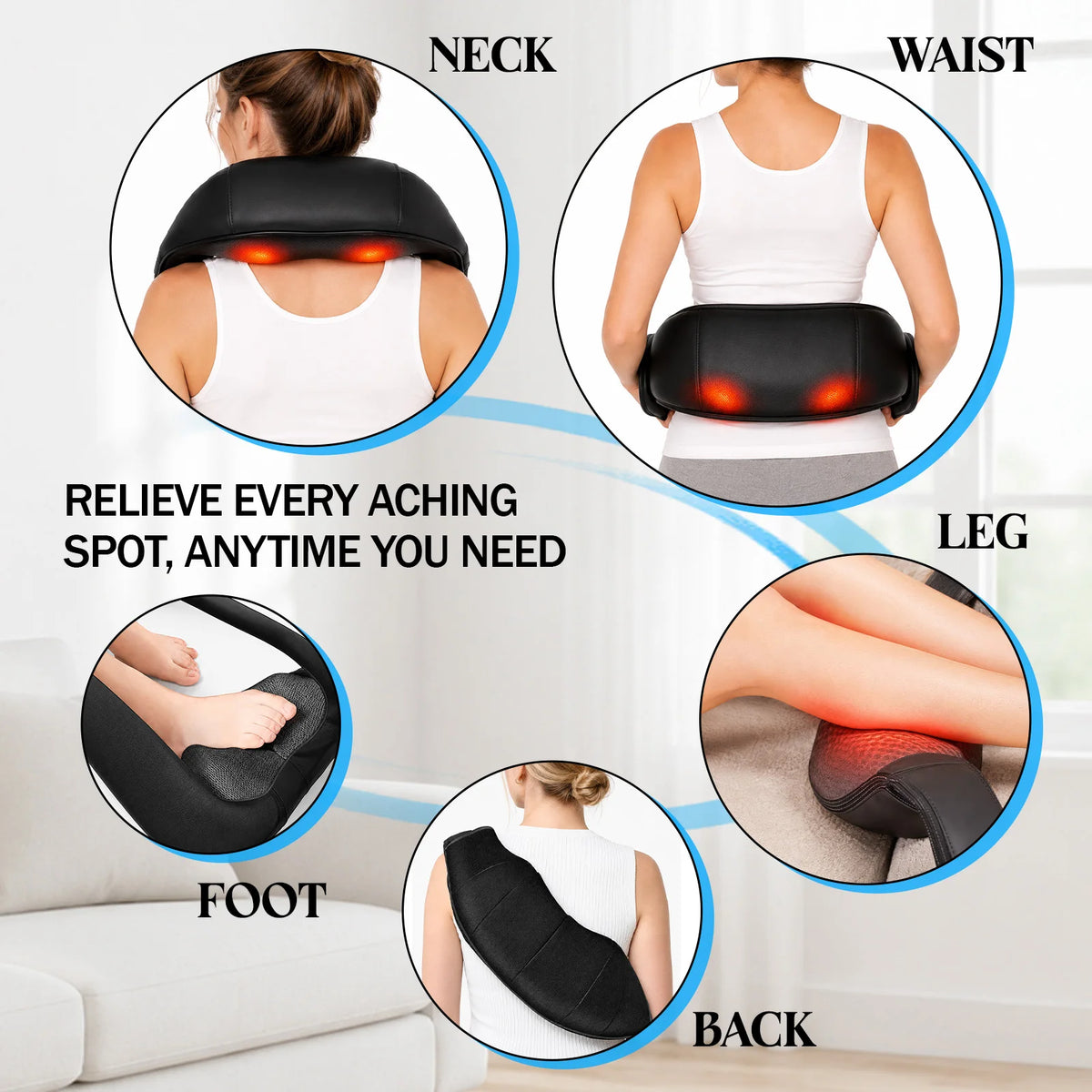 Heated Shiatsu Neck and Shoulder Massager for Deep Tissue Relief