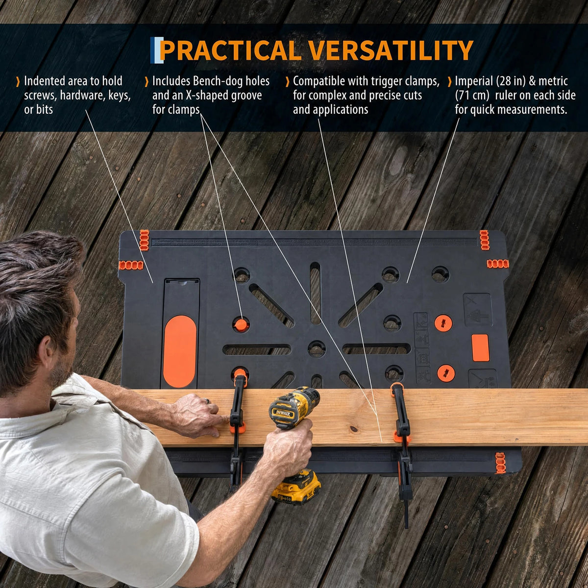 2-in-1 Folding Work Table & Sawhorse, Portable Workbench 300 Lbs, Heavy Duty 1000 Lb Sawhorse For Garage Jobsite