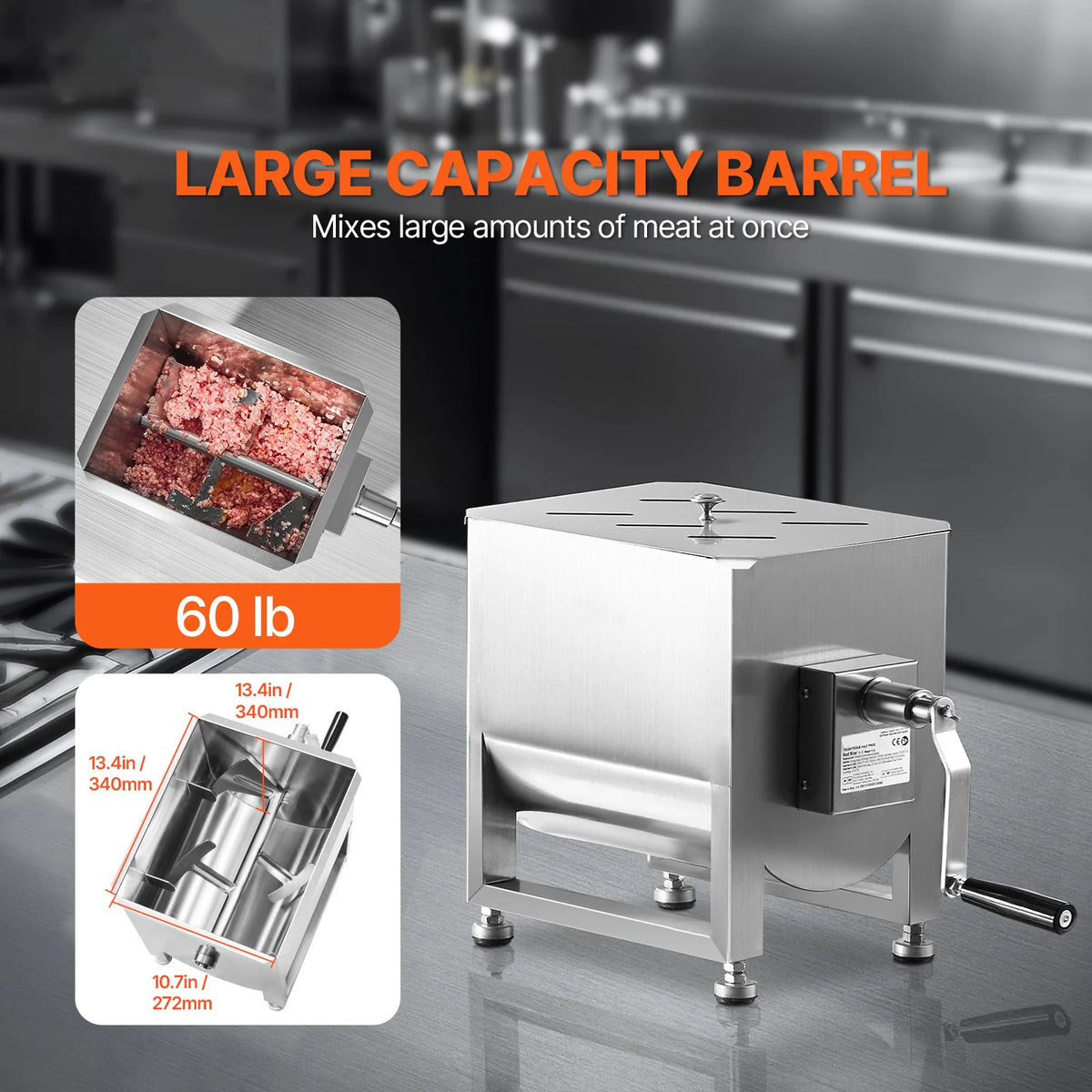 SucceBuy Commercial Manual Meat Mixer Featuring Robust Gearbox Design