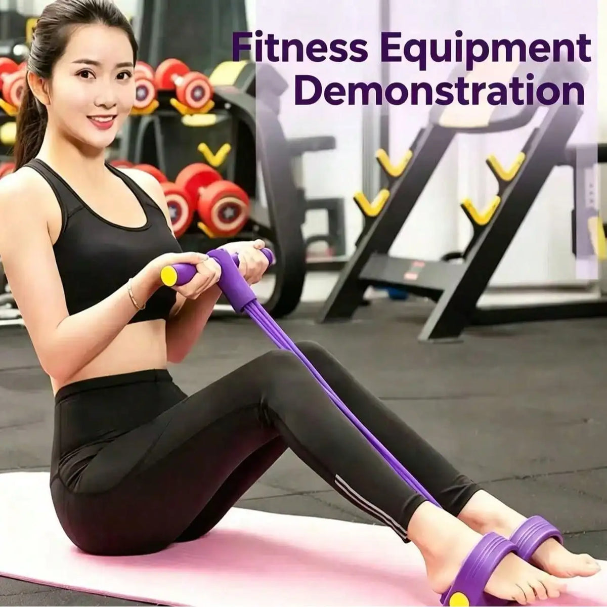 4 Tubes Pedal Resistance Bands, Heavy Duty Leg Hip Booty Trainer, Portable Home Gym Pilates Fitness Equipment For Women Full Body Workout