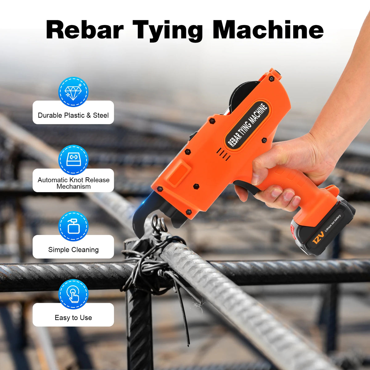 Automatic Rebar Tier Binding Machine 12V Handheld Electric Tying Tool