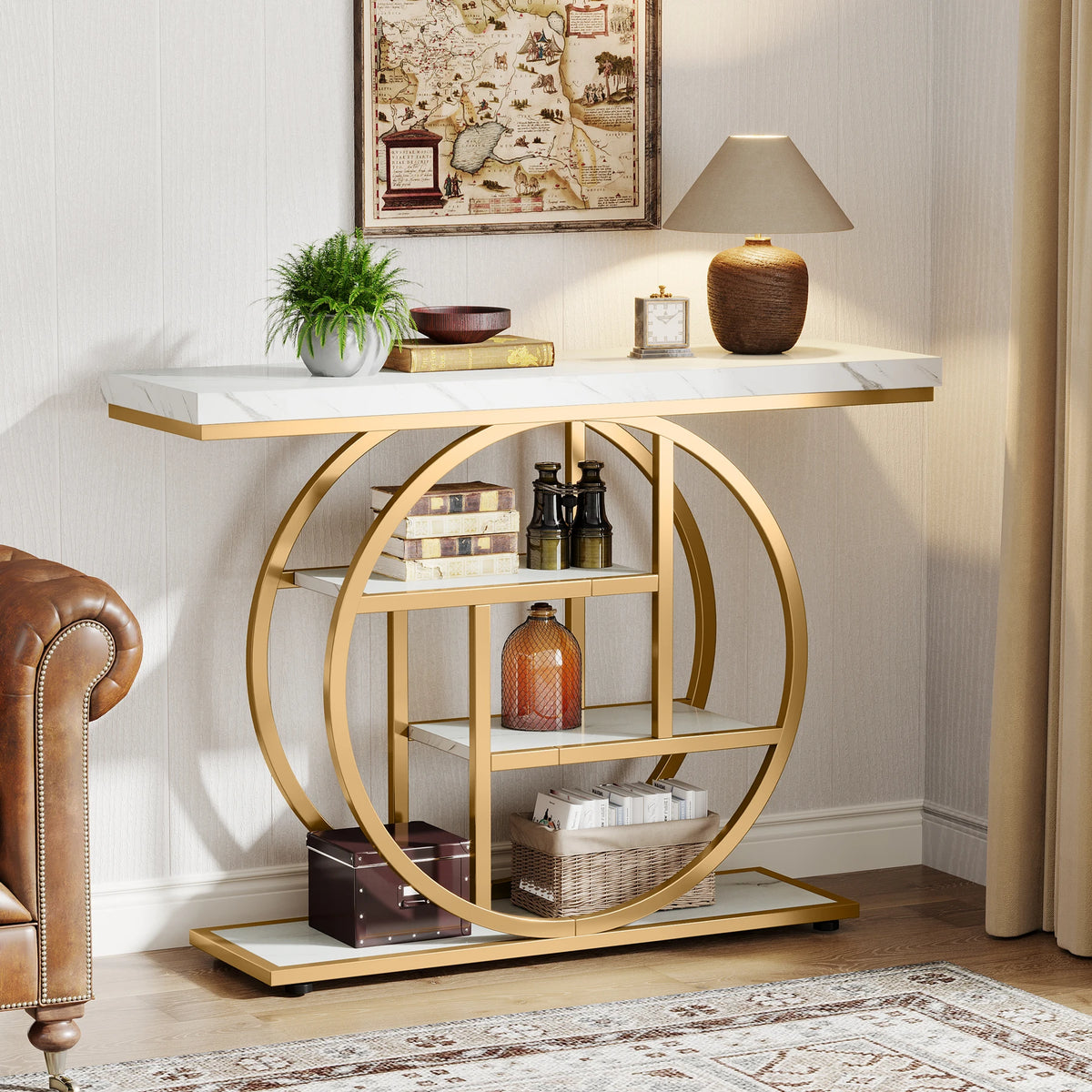 Tribesigns Industrial Four Tier Console Table with Storage for Entryway