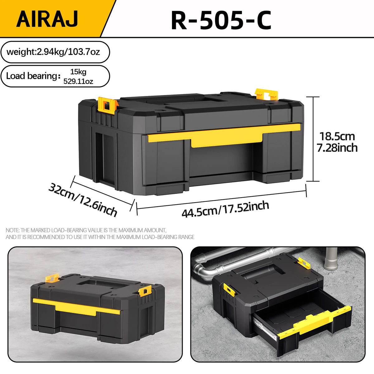 AIRAJ MultiFunctional Tier Stackable Rolling Tool Storage Box For Garage