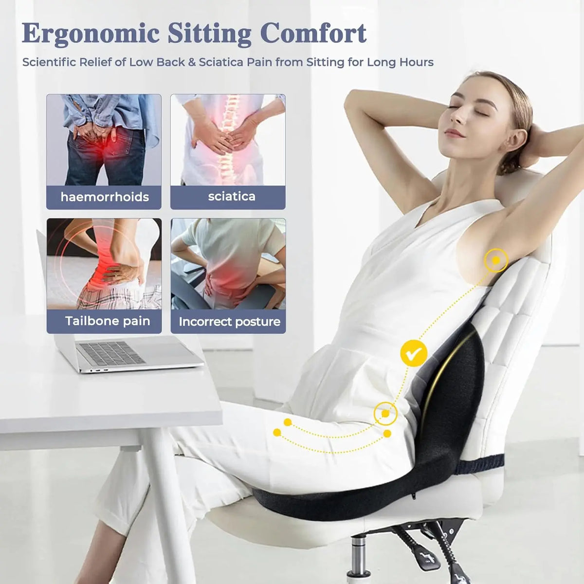 L Shaped Memory Foam Seat Cushion For Office Car Comfort