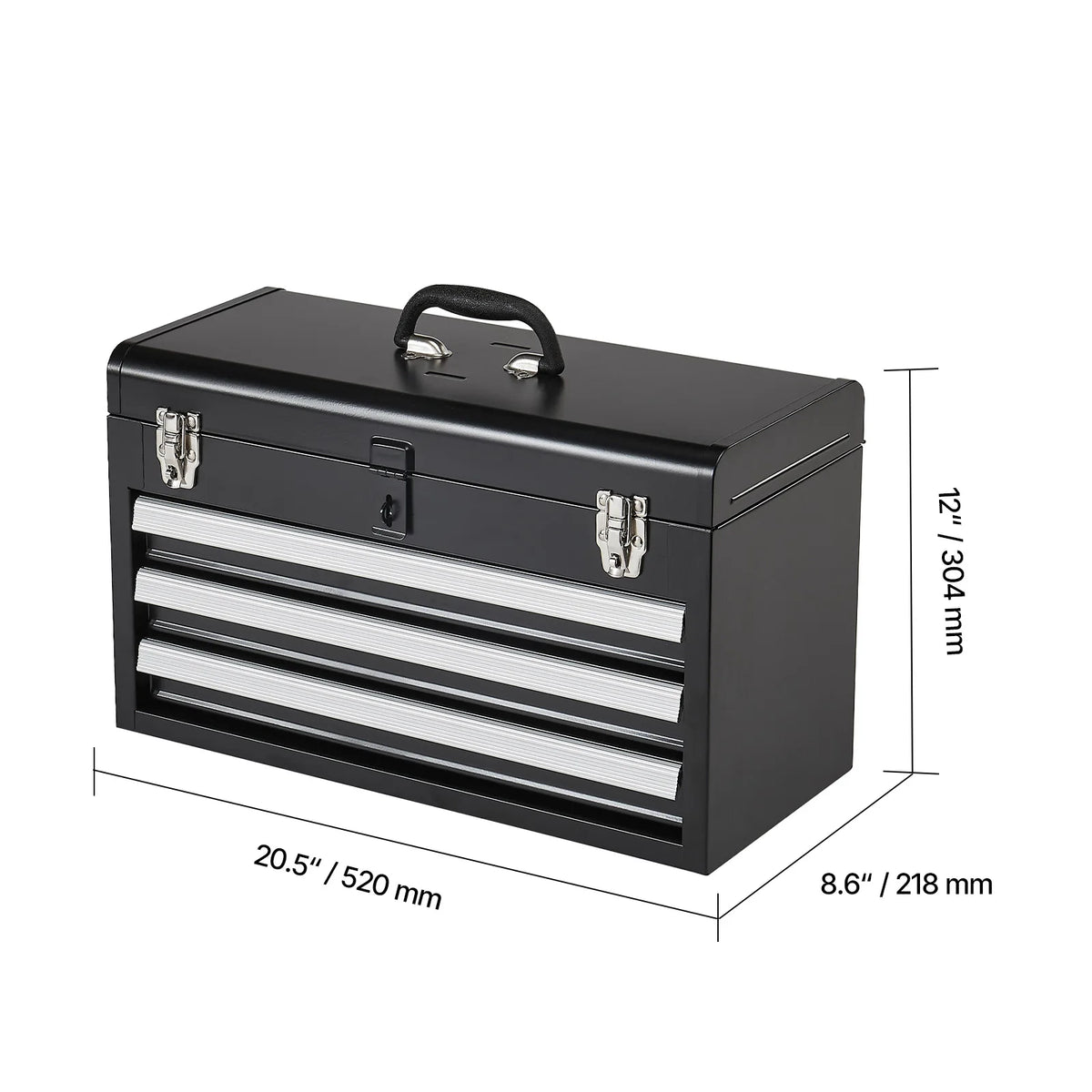SucceBuy 3 Drawer Metal Tool Box With EVA Liners Durable