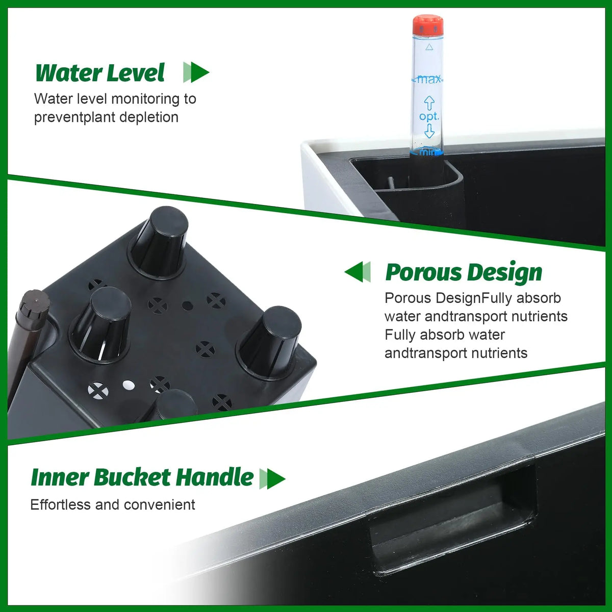 HiMISS Self Watering Tall Planter Pots With Drainage Design