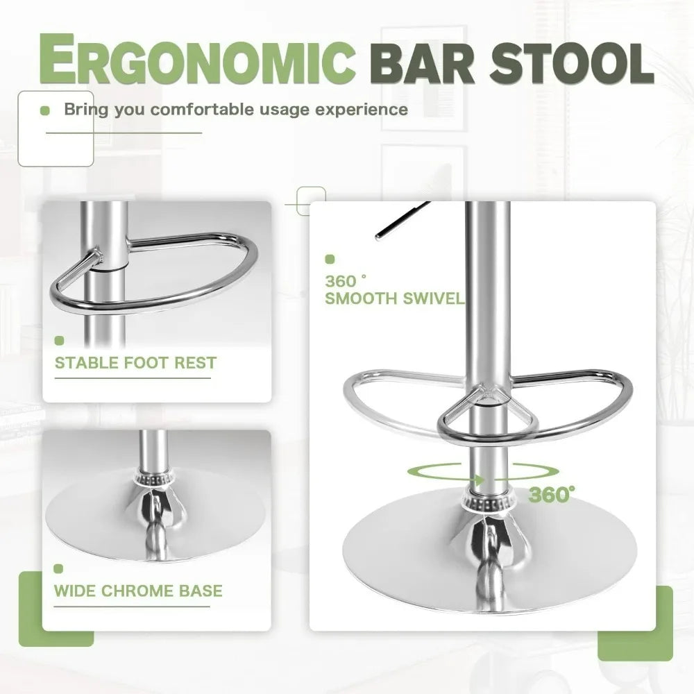 Furmax Swivel Adjustable PU Leather Hydraulic Bar Stools Set of Two