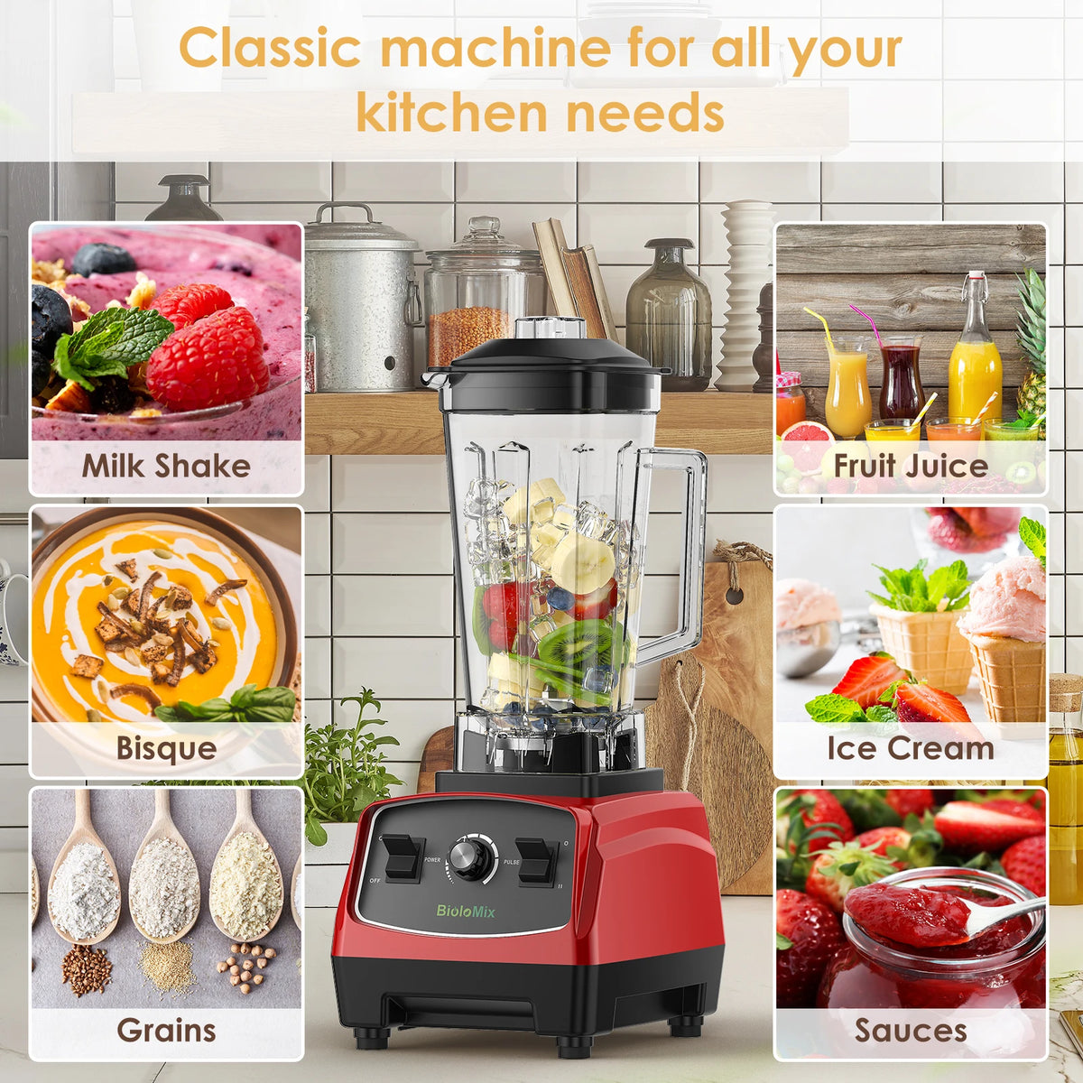 Biolomix BPA Free 3HP 2200W Heavy Duty Commercial Blender Juicer