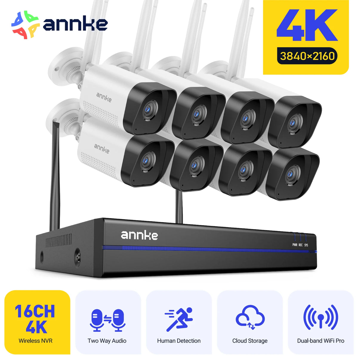 ANNKE 8MP WiFi Wireless Security Camera System 4K NVR