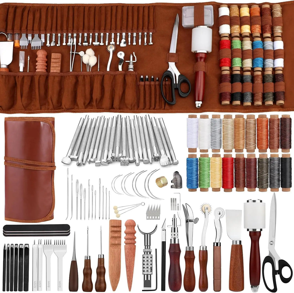 Leatherworking Tool Kit With Custom Storage Bag For DIY Crafts