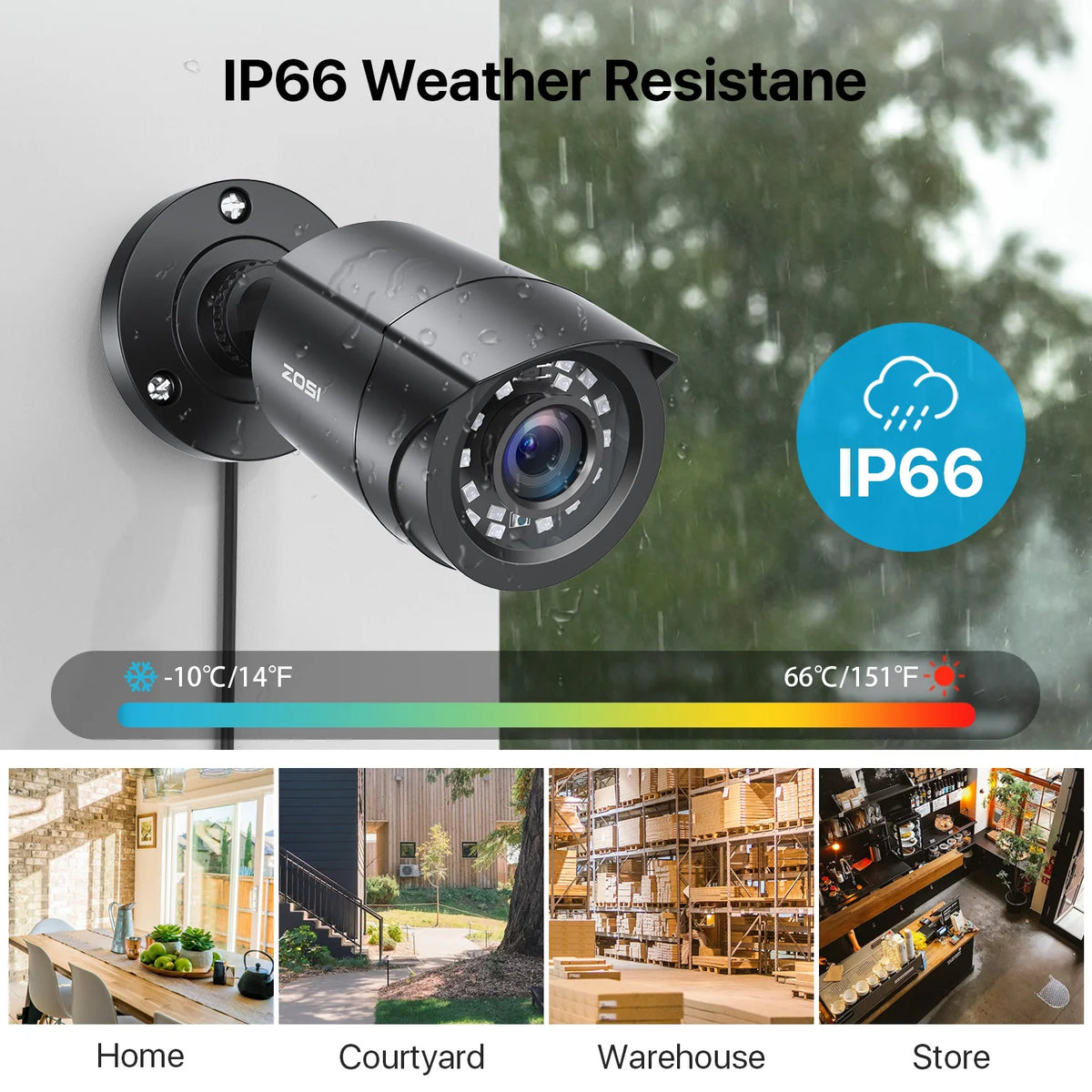 ZOSI 1080P Outdoor Indoor Weatherproof Bullet Surveillance Cameras 4 Pack