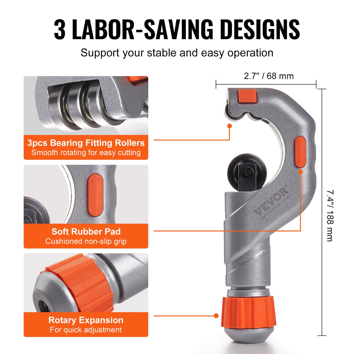 SucceBuy 3PCS Tubing Cutter Mini Tube Cutter Deburring Tool Heavy Duty Cutter for Copper Aluminum Stainless Steel Plastic Pipe