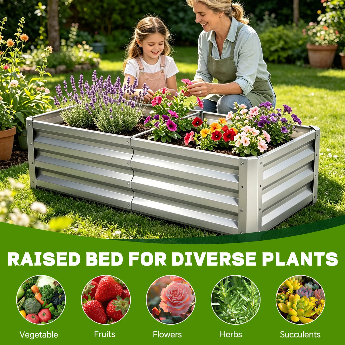Modern Galvanized Metal Raised Garden Bed And Planter Box
