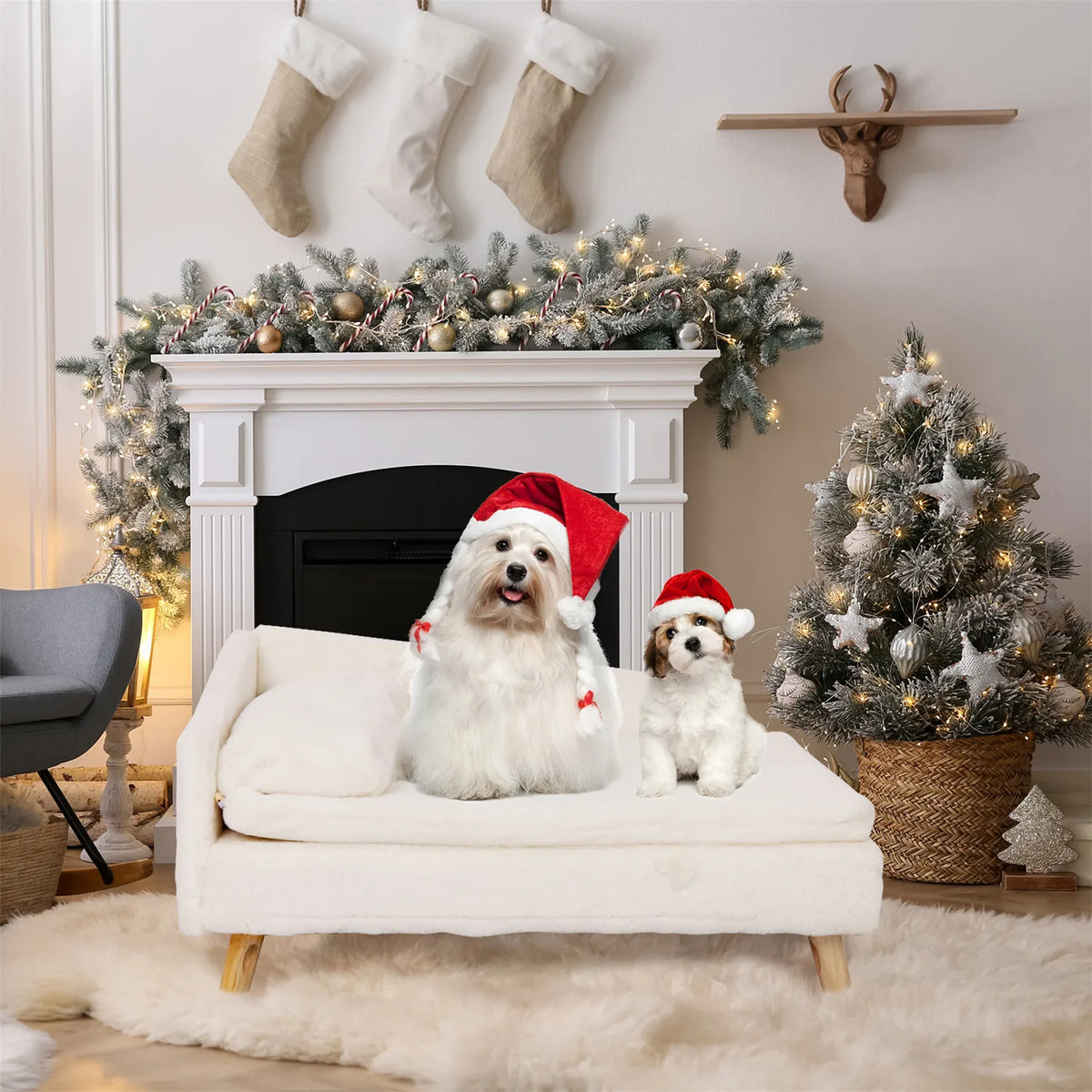 BINGOPAW Elevated Waterproof Plush Pet Sofa Lounger