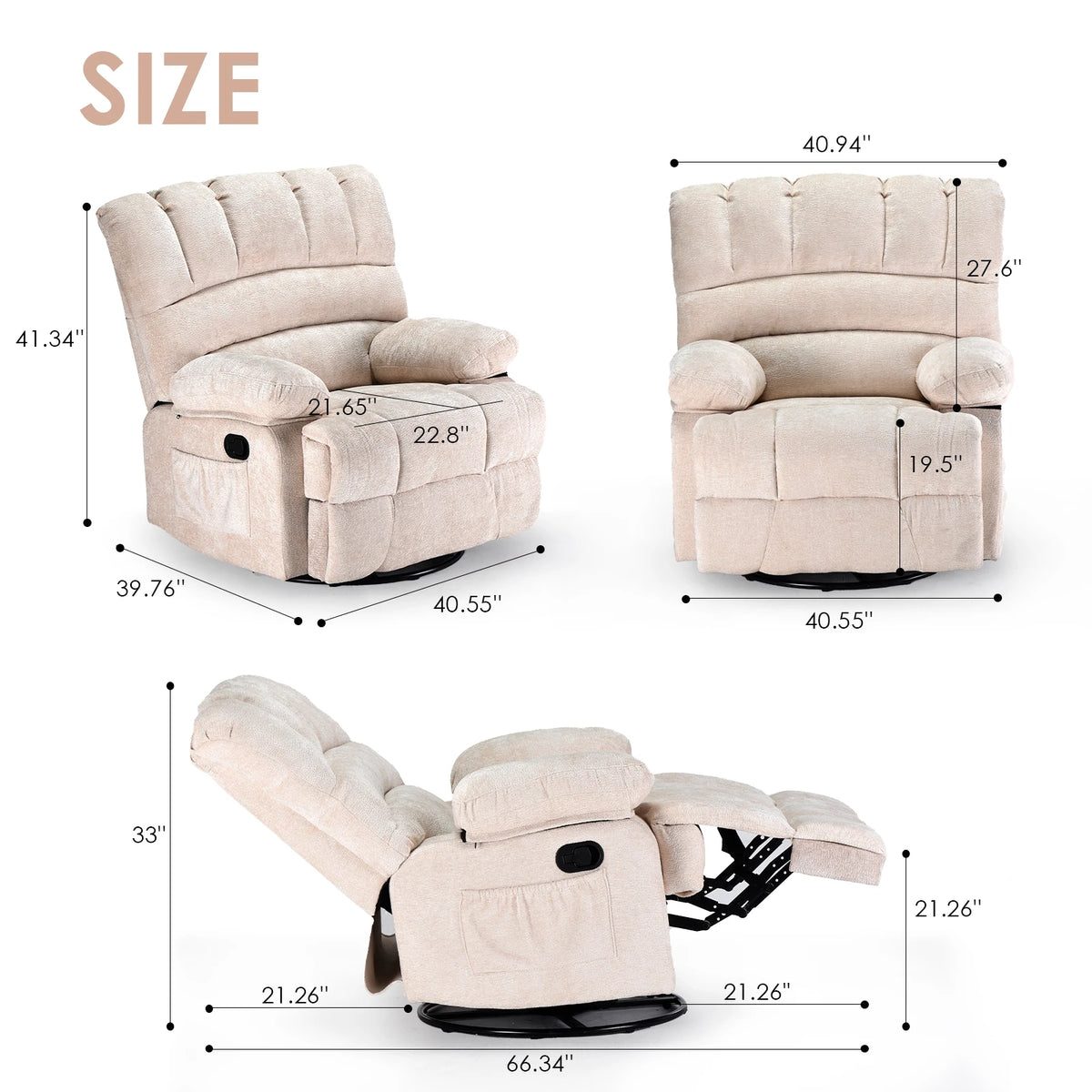 Farini Modern Swivel Rocker Recliner Chair For Living Room