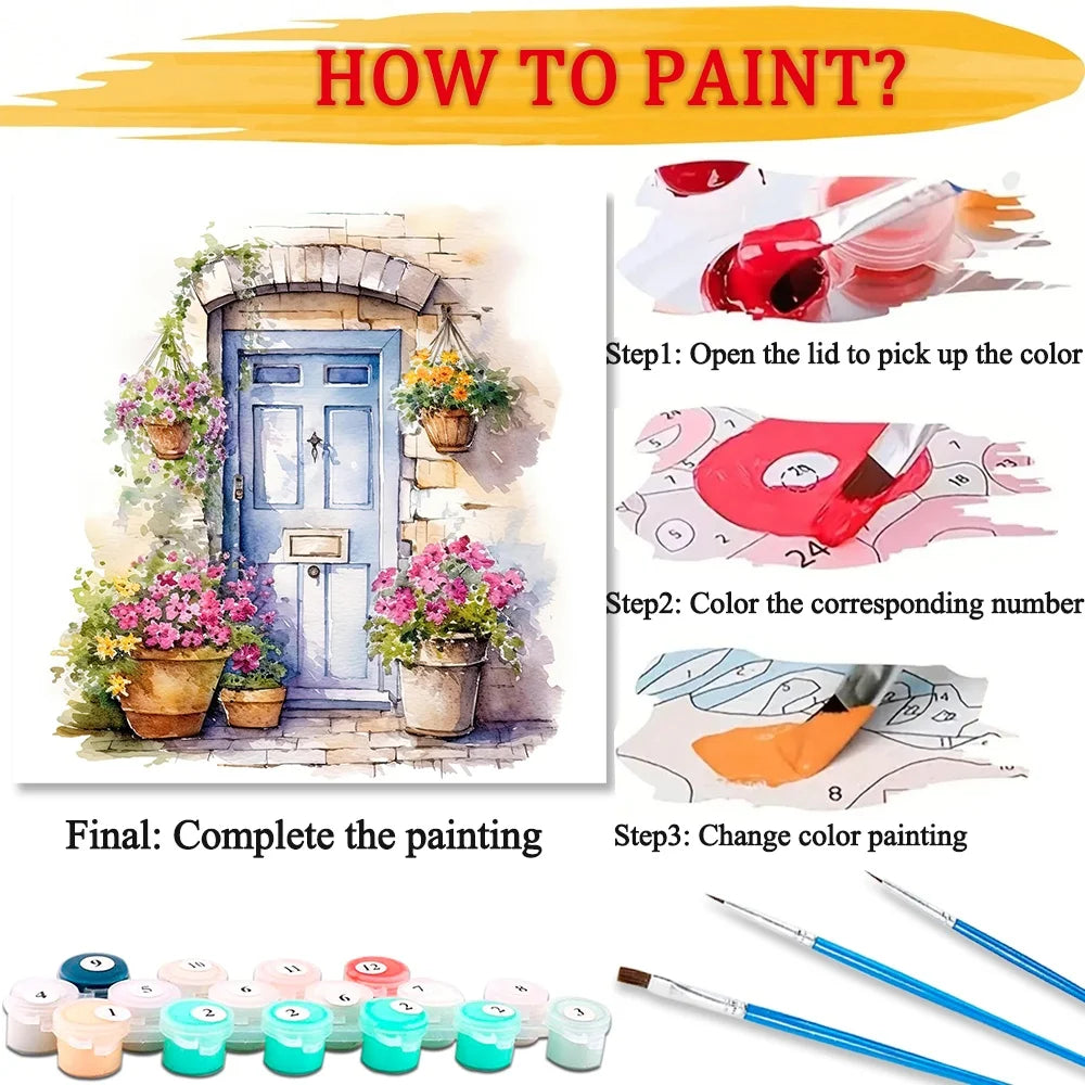 Flower Paint By Number Canvas Kit For Adult DIY Art