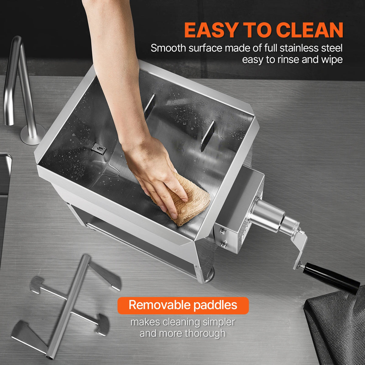 SucceBuy Commercial Manual Meat Mixer Featuring Robust Gearbox Design