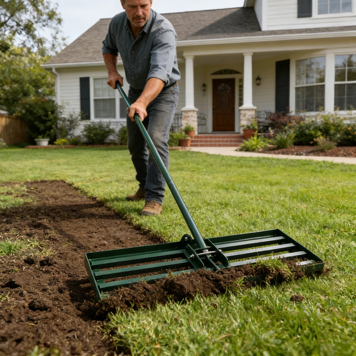 Heavy Duty Rolling Lawn Aerator,Rolling Lawn Aerator,  Rotary Push Tine Spike Soil Lawn Aerator Gardening Tool with 3-Piece Long Steel Handle for Garden Yard Grass Maintenance