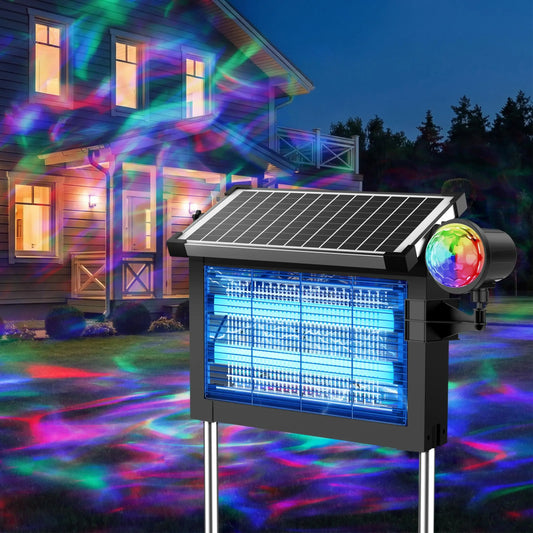 Solar Bug Zapper 2-In-1 Projection Light And Mosquito Killer With Type C Charging