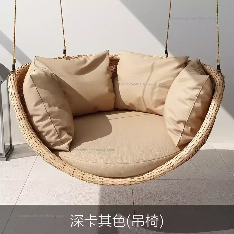 Outdoor Hanging Swing Chair Patio Luxury Rocking Metal Frame