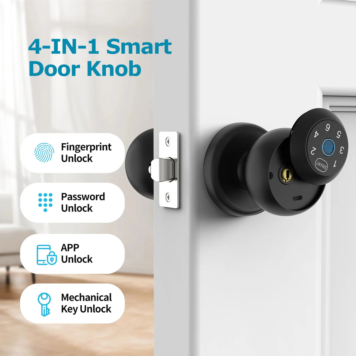 Viladepot Bluetooth Smart Door Lock Fingerprint Keypad App Control