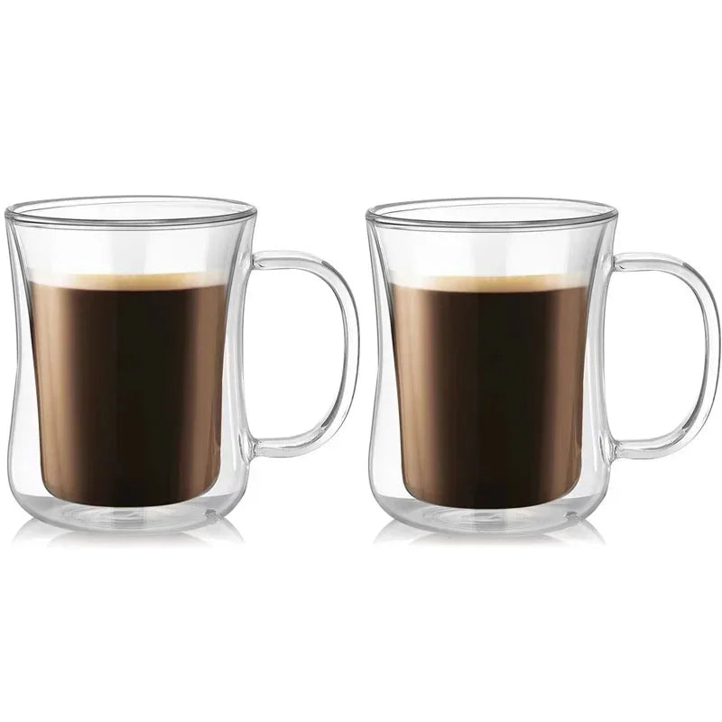 Heat-Resistant Double Wall Glass Cup Beer Coffee Cup Set Handmade Beer Tumbler Mug Tea Whiskey Mugs Transparent Drinkware