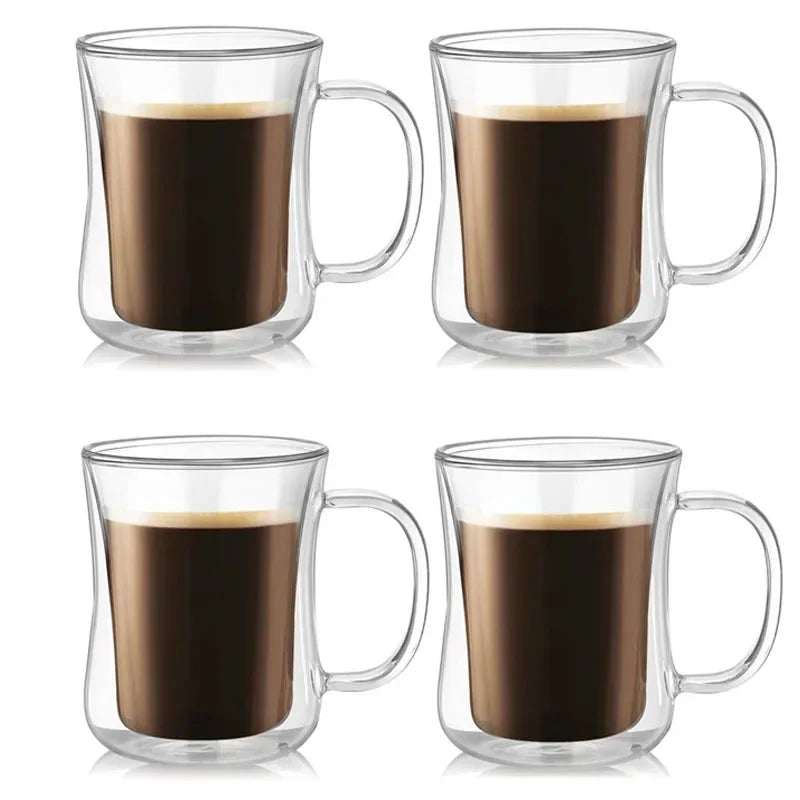 Heat-Resistant Double Wall Glass Cup Beer Coffee Cup Set Handmade Beer Tumbler Mug Tea Whiskey Mugs Transparent Drinkware