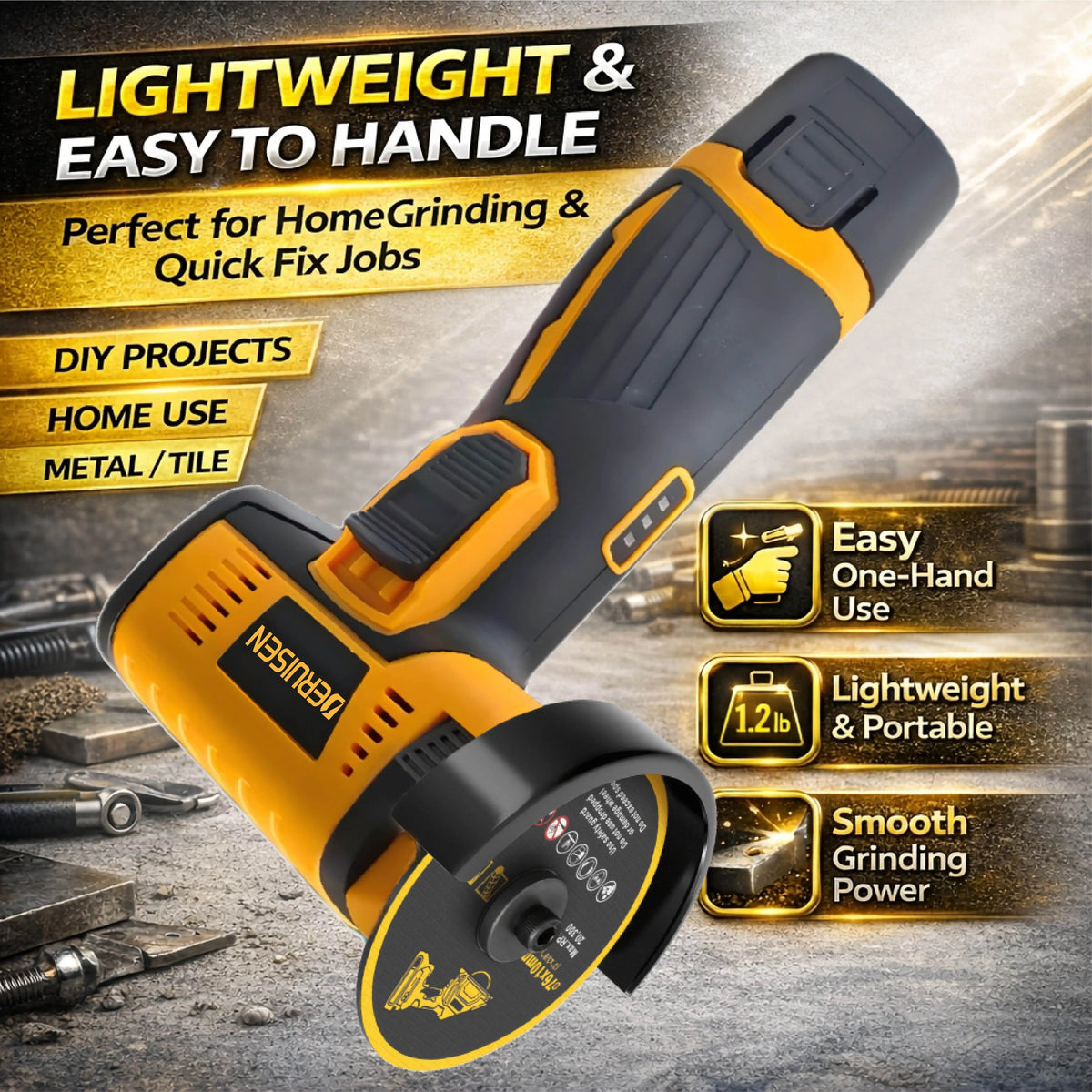 19800 RPM Mini Wireless Angle Grinder, Electric Grinding And Polishing Tool, Includes 1/2 Battery Lithium Electric Grinder, Suitable For Metal, Wood, Stone And Concrete, Precision Polishing Machine, A Perfect Gift Choice For