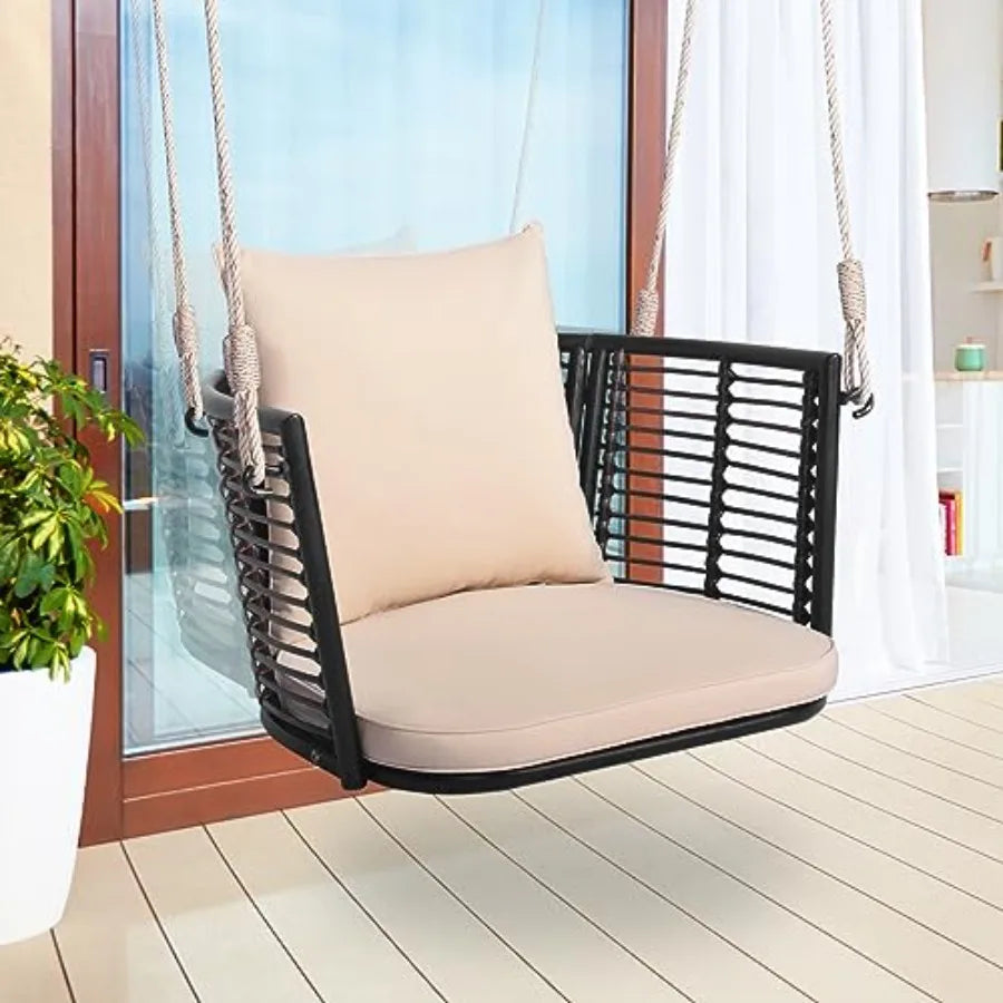Outdoor Hanging Porch Swing Cushions Included Weather Resistant Polyethylene