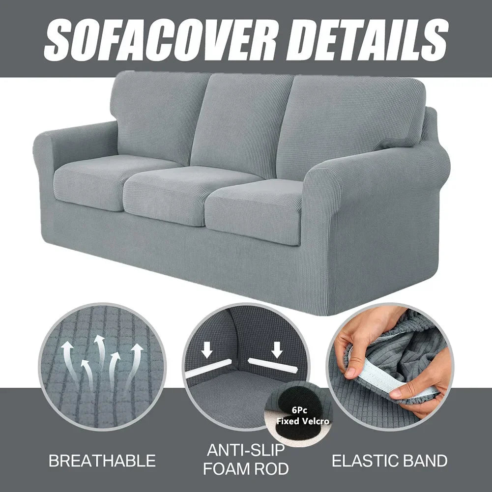 Stretch Jacquard Sofa Covers 1 2 3 4 Seater Couch Cover for Living Room Thick Sofa Slipcovers for Pets Kids Furniture Protector